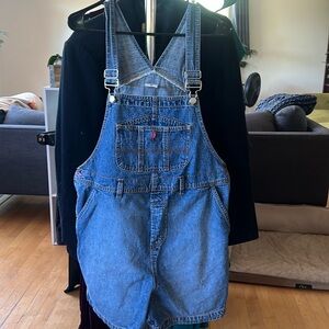 Denim short overalls